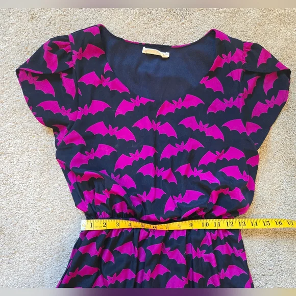 ModCloth/Peach Love California Oh My Gosh Purple Bats A-Line Dress Size M - Picture 8 of 10